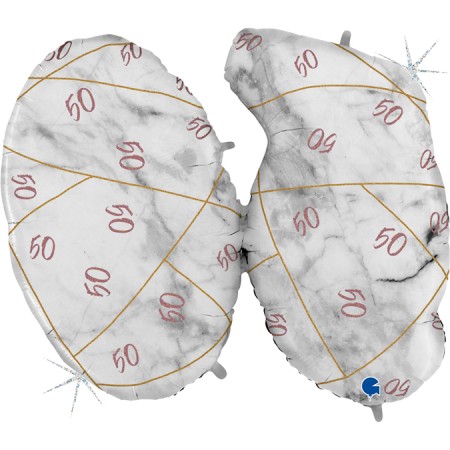 Шар "Цифра 50 Голография" Мрамор Калакатта, Розовое Золото